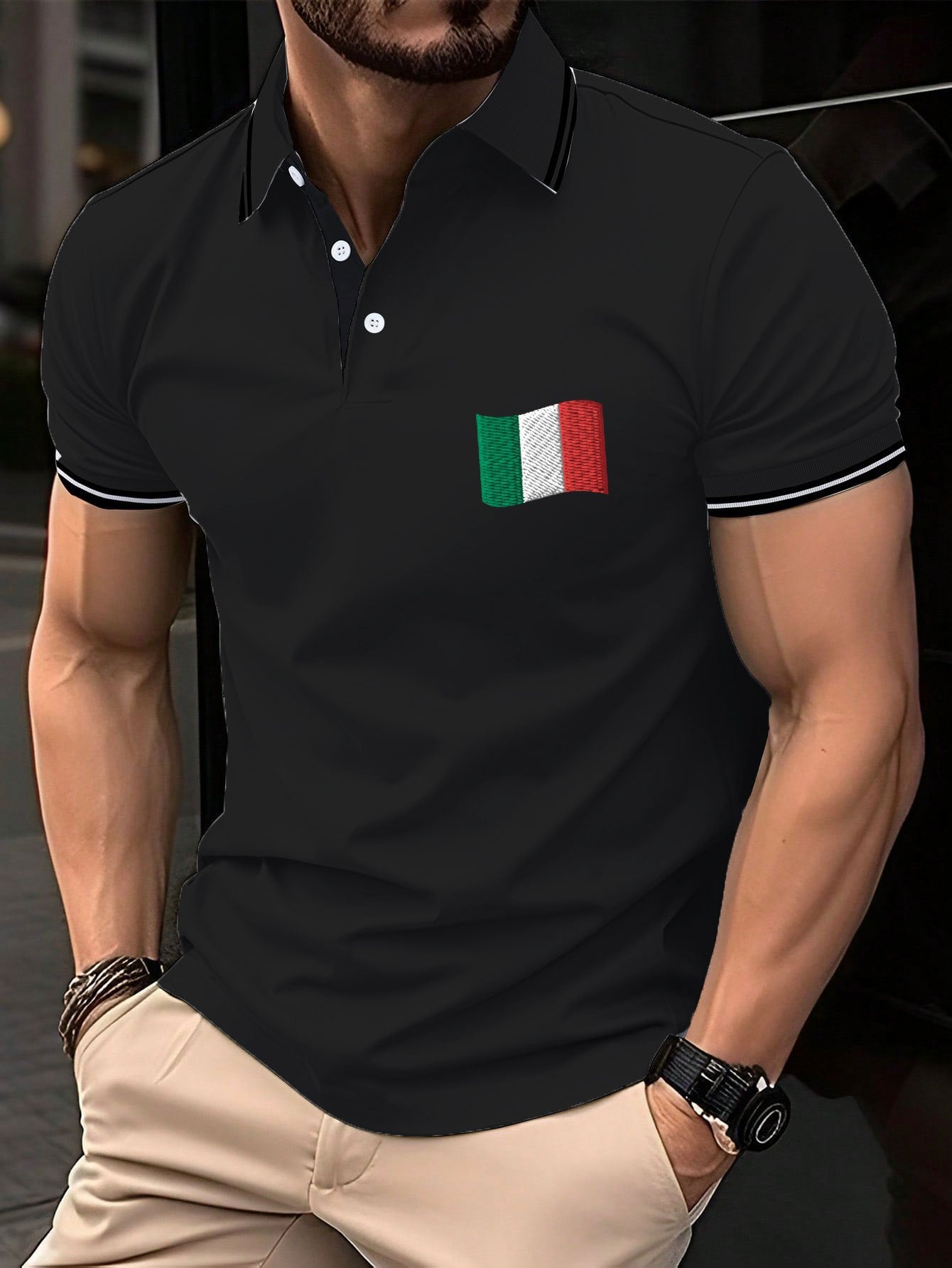 Men's "Italy" printed polo shirt