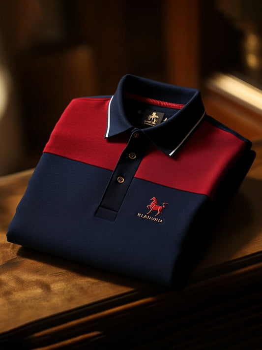 Men's Classic Business Check Button Short Sleeve Polo Shirt