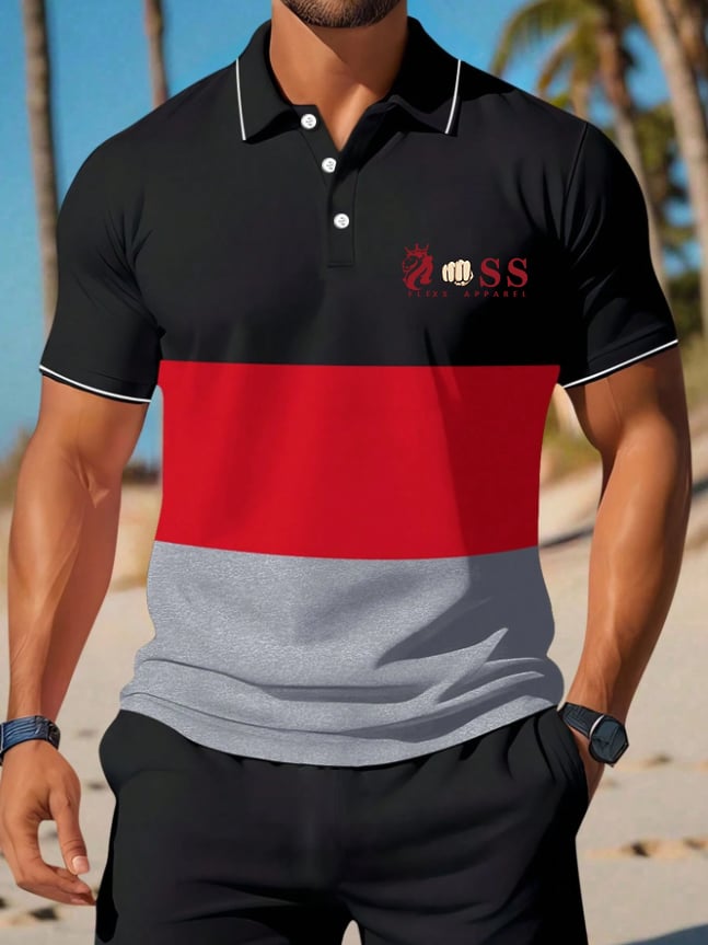 Men's Casual Retro Business Contrast Color Polo