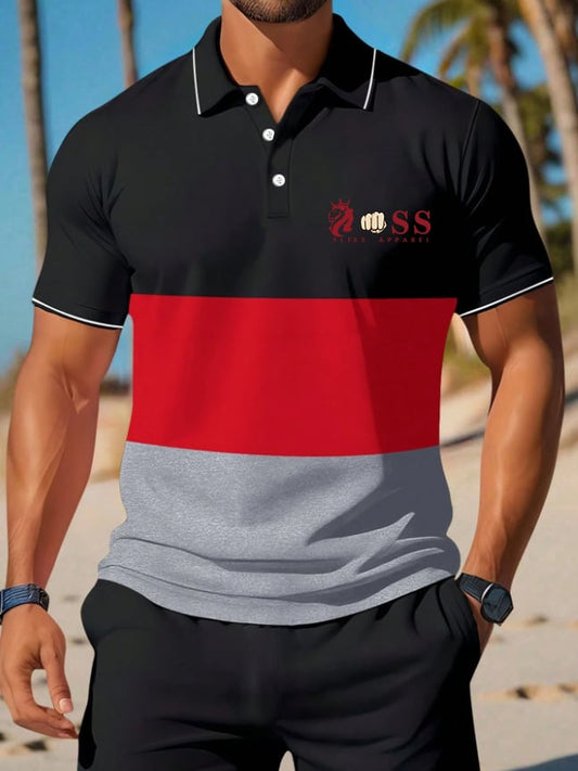 Men's Casual Retro Business Contrast Color Polo