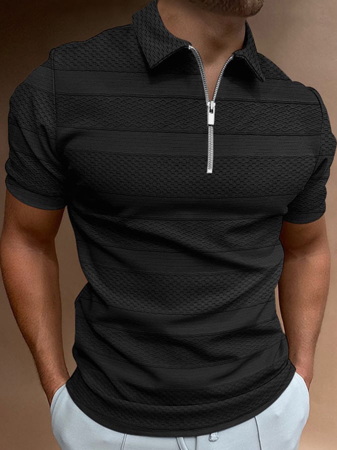Fashion Casual Lapel Knitted Jacquard Polo