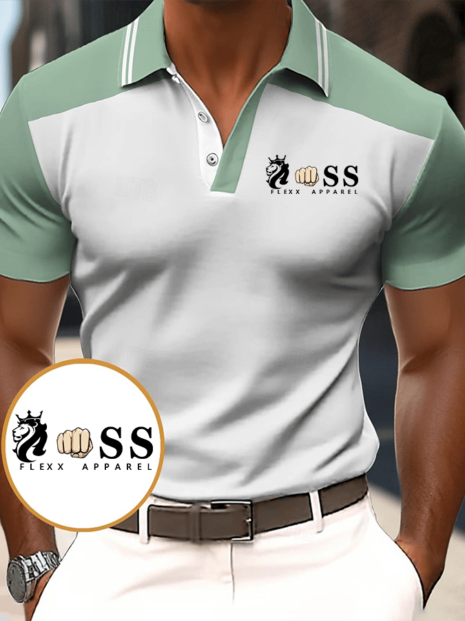 Men's Stylish Letter Print Casual Polo Shirt
