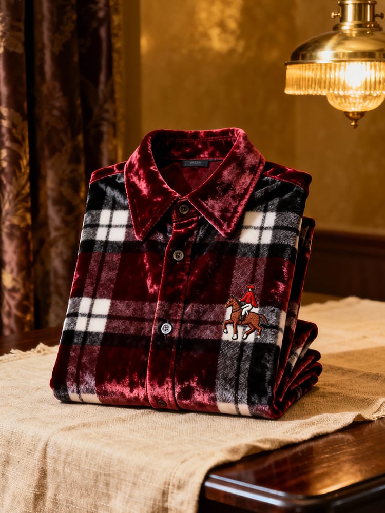 Men's Velvet Logo Casual Long Sleeve Shirt