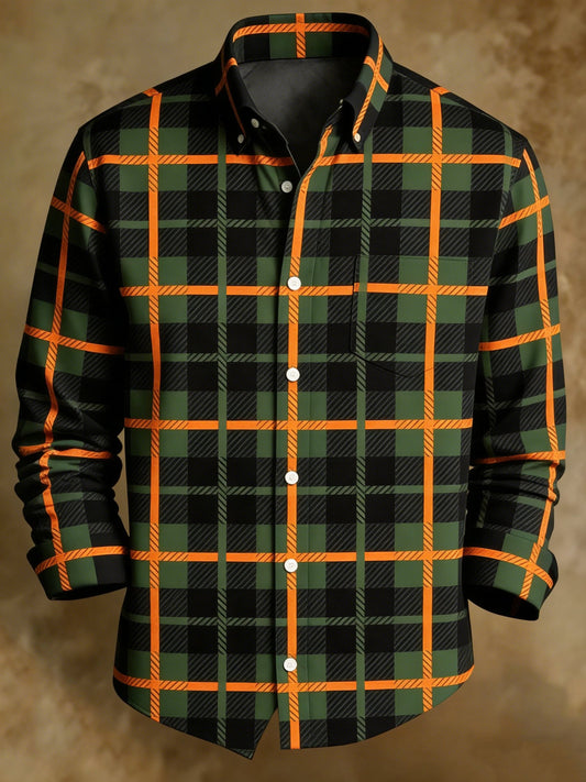 Men's Geometric Plaid Abstract Art Shirt