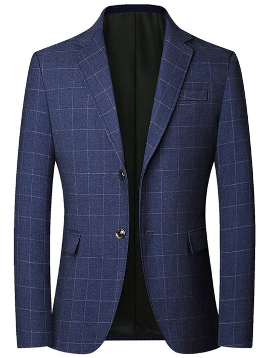 Men's Work Office Notched Collar Plaid Regular Fit Blazer