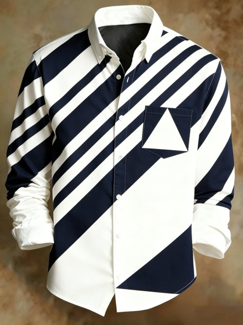 Men's Retro Abstract Art Print Pattern Business Style Shirt