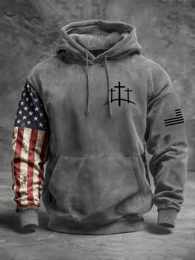 Men's Faith Print Long Sleeve Hooded Sweatshirt