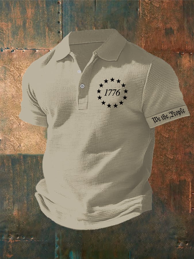 Men's 1776 We The People Print Waffle Polo Shirt