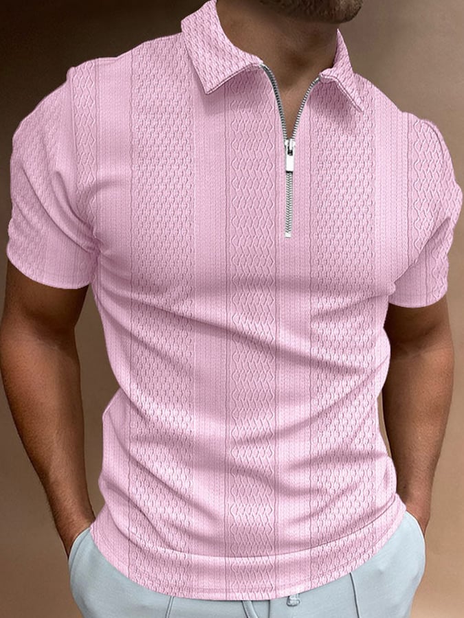 Fashion Casual Lapel Knitted Jacquard Polo