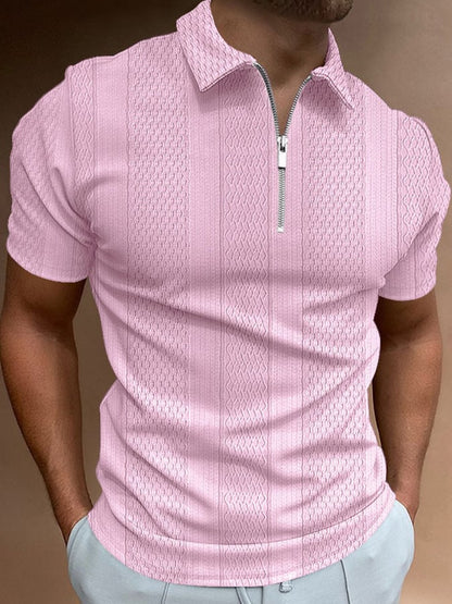 Fashion Casual Lapel Knitted Jacquard Polo