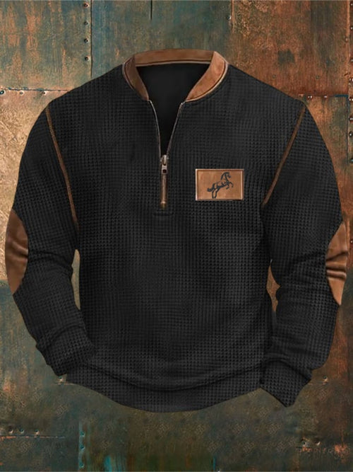 Men's Vintage Print Casual Zipper Sweatshirt