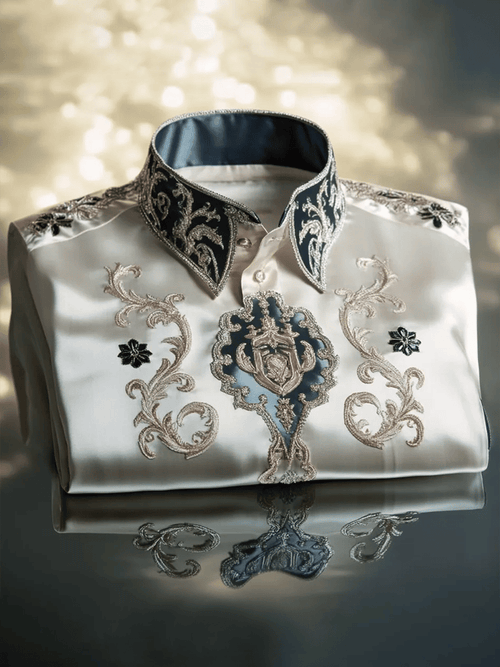 Men's Satin Luxe Print Short Sleeve Button Shirt