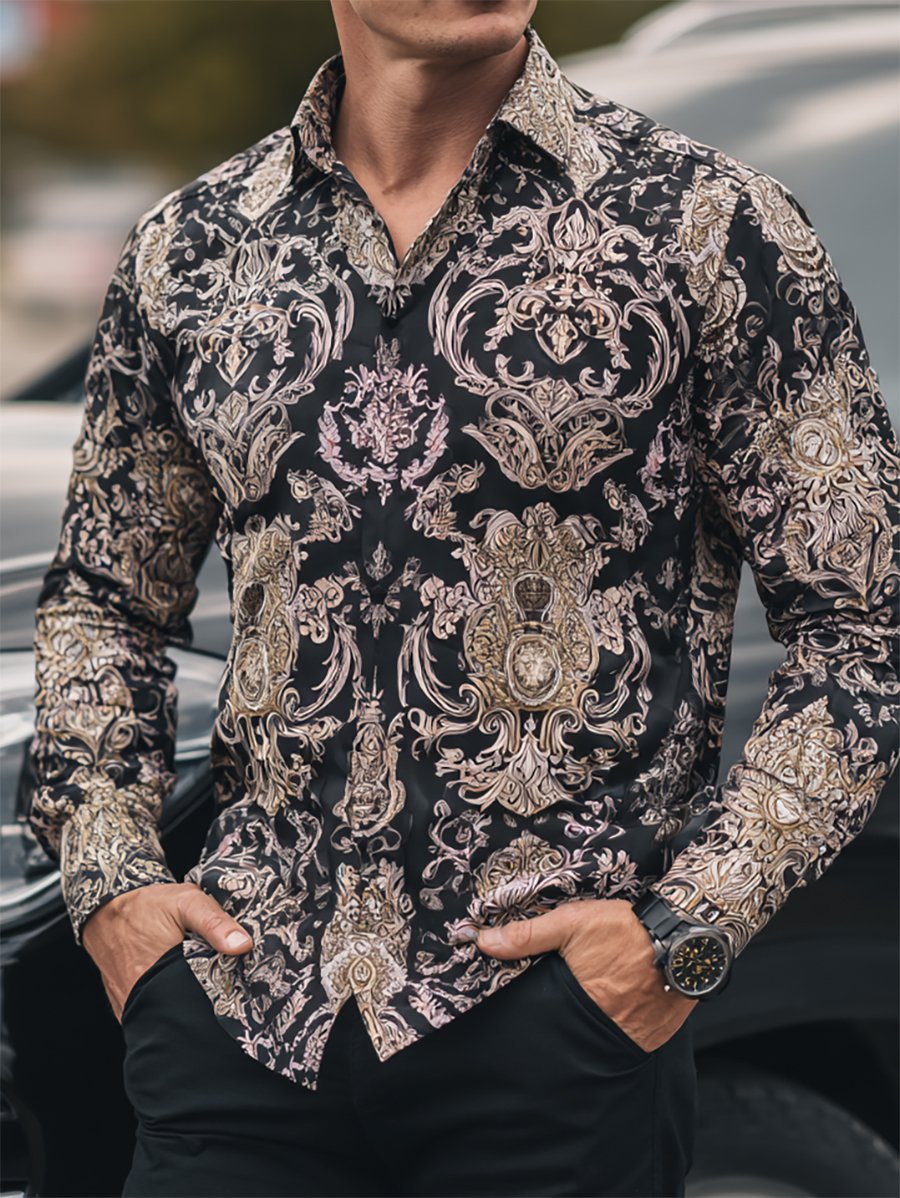 Men's Business Casual Baroque Long Sleeve Shirt