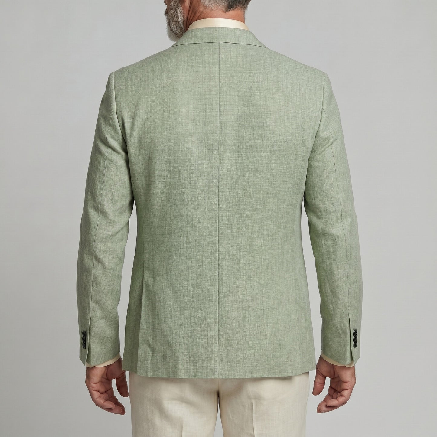 Men's Business Casual Green Welt Pocket Notch Lapel Long Sleeve Blazer