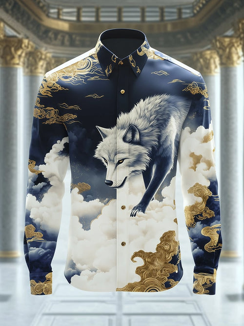 Men's Satin Luxe Print Long Sleeve Button Shirt