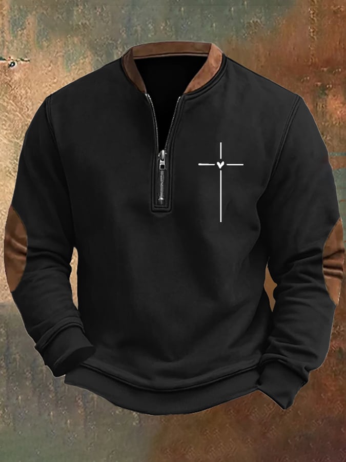 Men's Christian Cross Faith Print Sweatshirt
