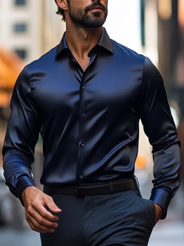 Men's Business Luxury Solid Color Long Sleeve Shirt