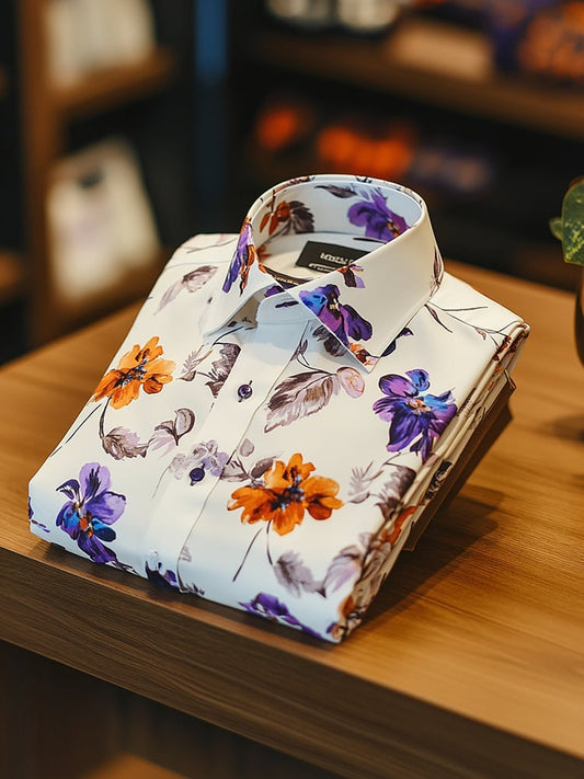 Men's Business Luxury Floral Print Short-sleeved Shirt