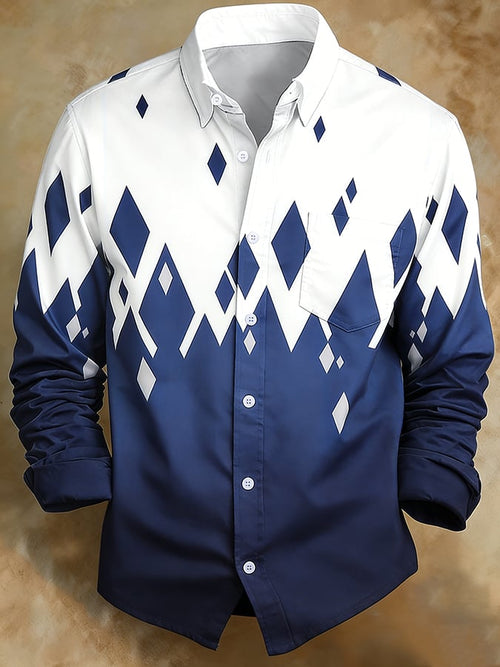 Men's Retro Abstract Art Print Comfortable Business Style Shirt