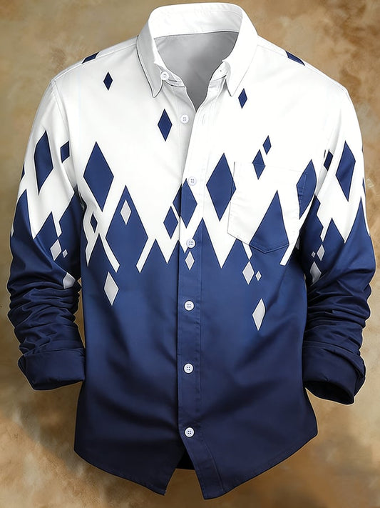 Men's Retro Abstract Art Print Comfortable Business Style Shirt