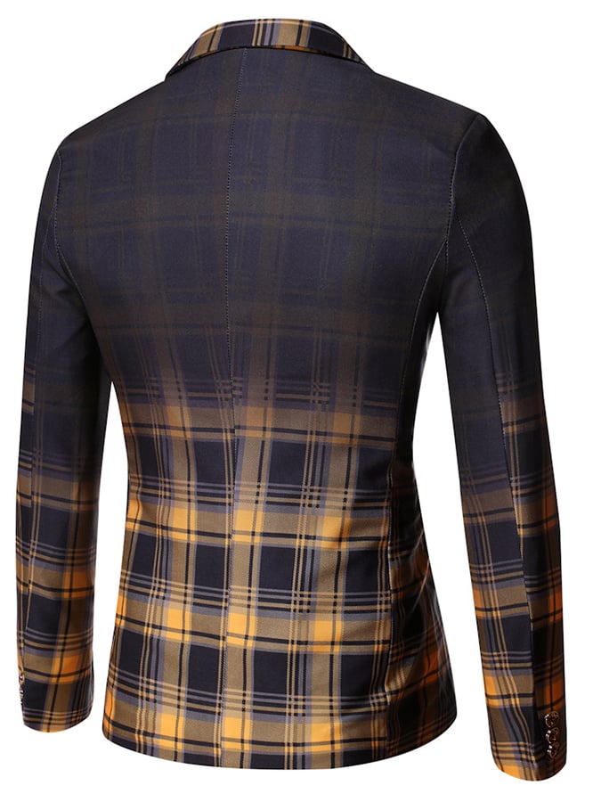 Checkered Contrasting Color Gentleman Business Casual Slim Fitting Suit Jacket