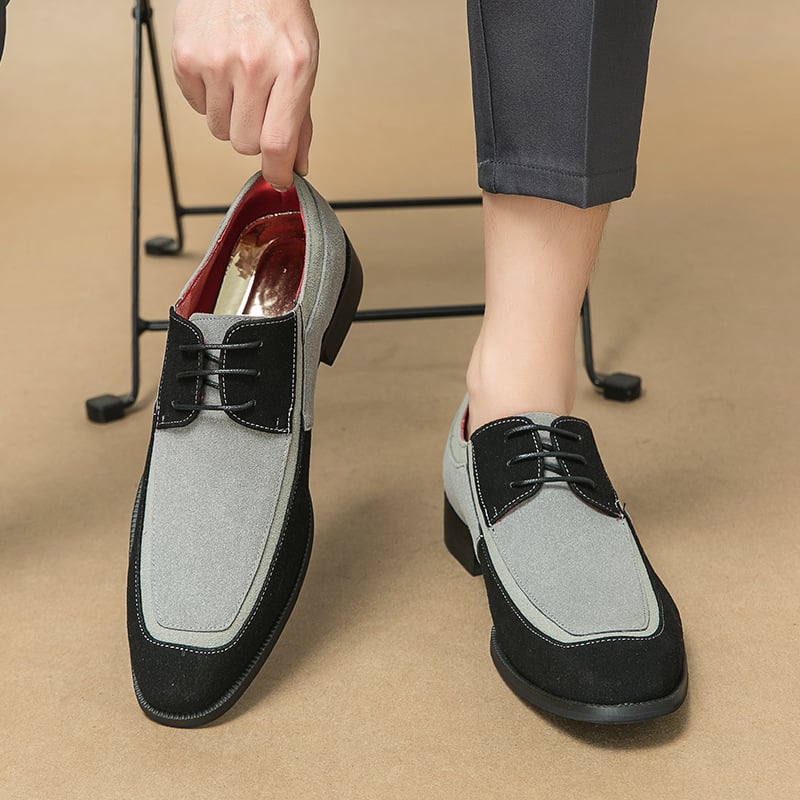 Men's Stylish British Style Matte Crash Color Lace Up Wooden Sole Casual Faux Leather Shoes