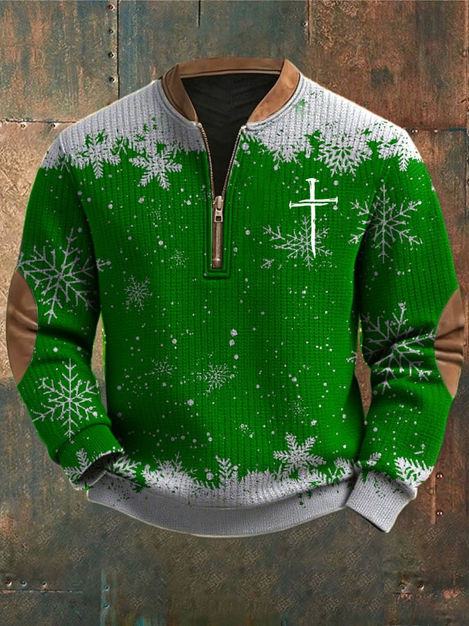 Men's Casual Christmas Faith Knit Sweatshirt
