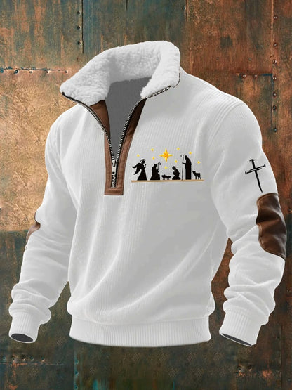 Men's casual retro faith Christmas sweatshirt