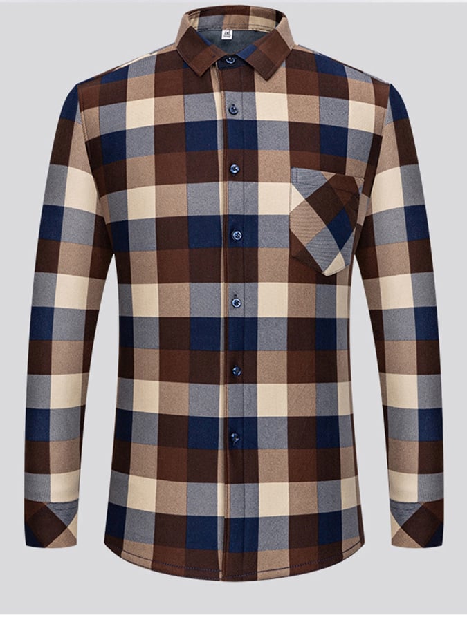 Men's Business Velvet Check Shirt