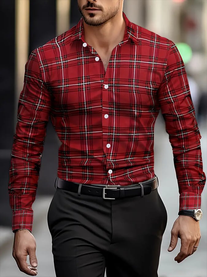 Men's Plaid Business Casual Shirt