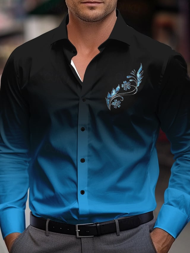 Men's Street Style Business Striped Printed Long Sleeve Shirt