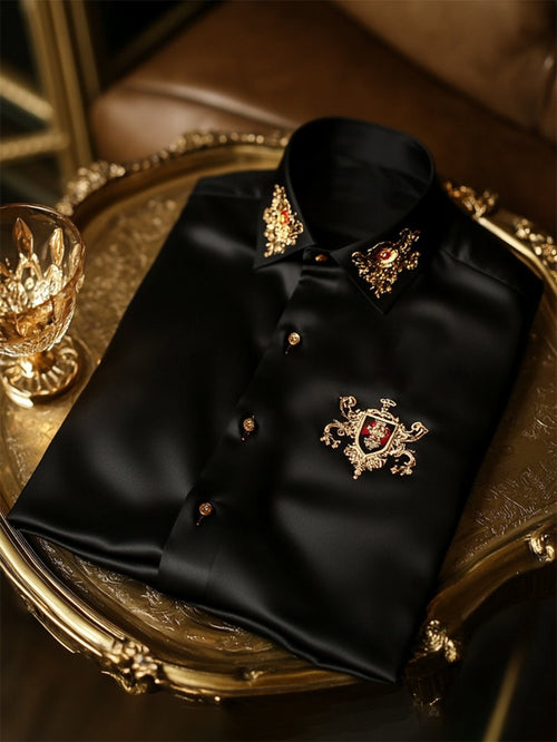 Men's Satin Luxe Long Sleeve Button Down Shirt