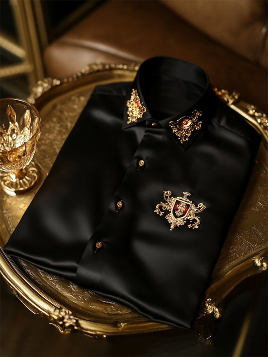 Men's Satin Luxe Long Sleeve Button Down Shirt