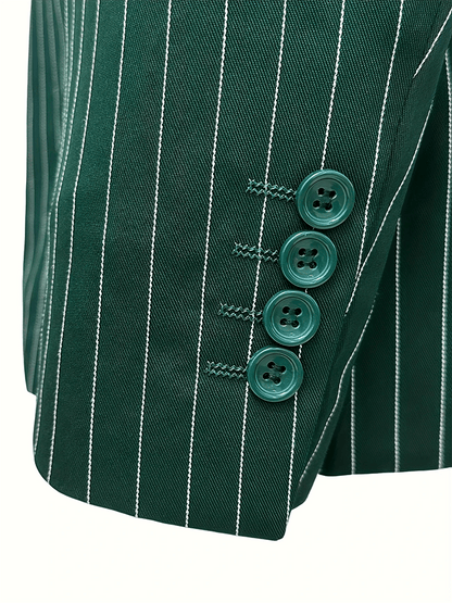 Men's Fashionable Stripe Design Single-Breasted Pocket Design Casual Suit