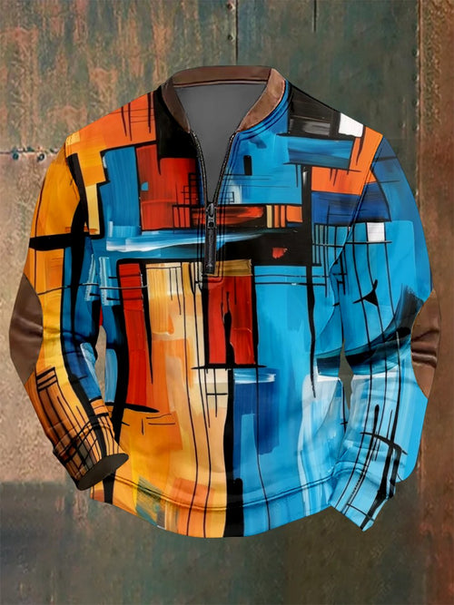 Men's Vintage Geometric Style Print Sweatshirt