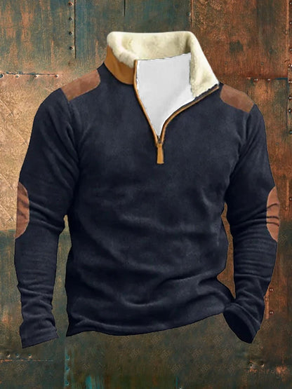 Men's Casual Lapel Long Sleeve Sweatshirt