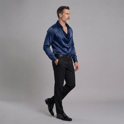 Men's Solid-Color, Minimalist Shirt-Collar Top