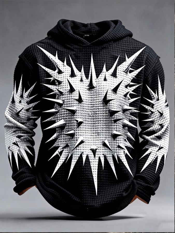 Men's Retro Color Block Print Zipper Sweatshirt