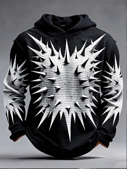 Men's Retro Color Block Print Zipper Sweatshirt