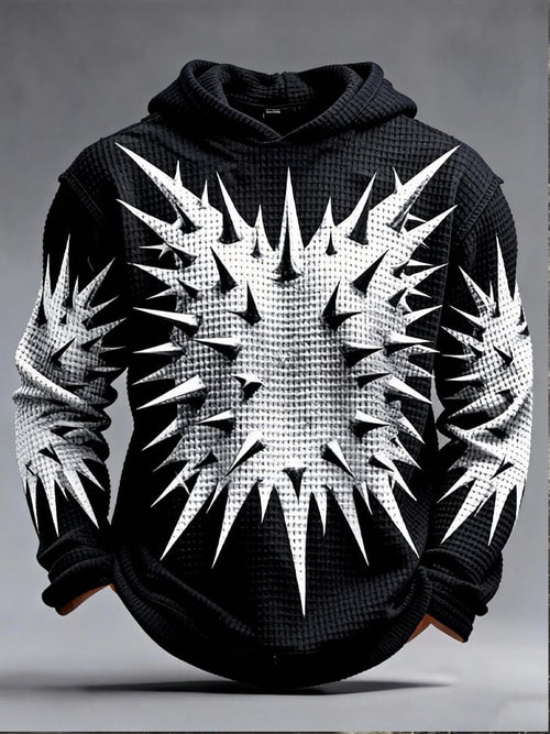 Men's Retro Color Block Print Zipper Sweatshirt