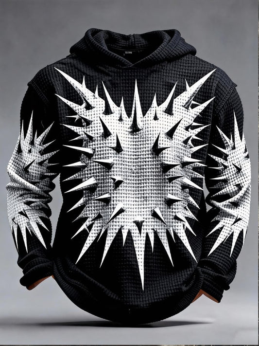 Men's Retro Color Block Print Zipper Sweatshirt