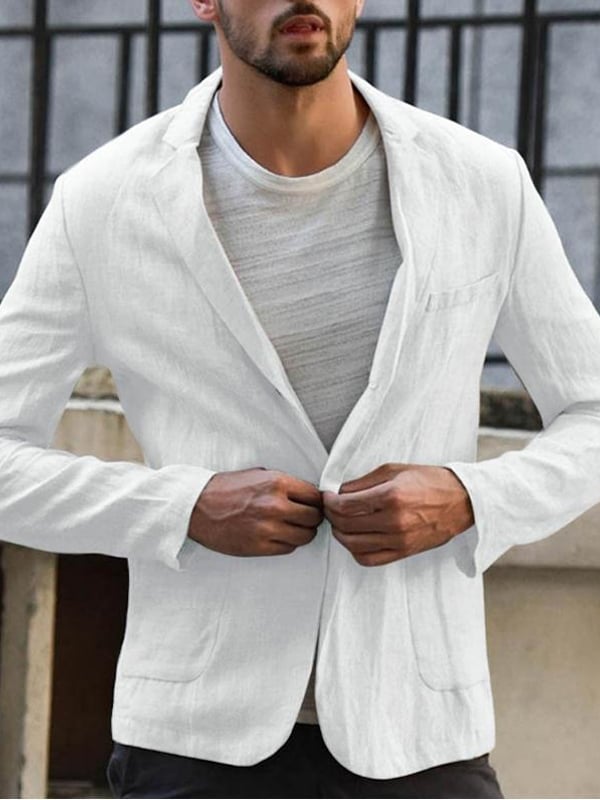 Men's casual loose cotton and linen suit