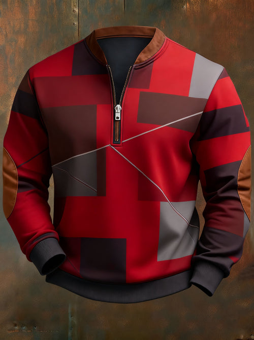 Men's Casual Geometric Color Block Print Sweatshirt