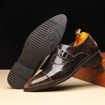 Black Pointed Toe European And American British Style Business Men'S Shoes