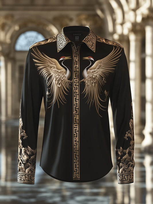Men's Satin Luxe Print Long Sleeve Button Shirt