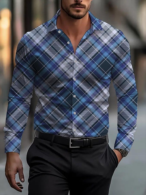 Men's Business Casual Striped Long Sleeve Shirt