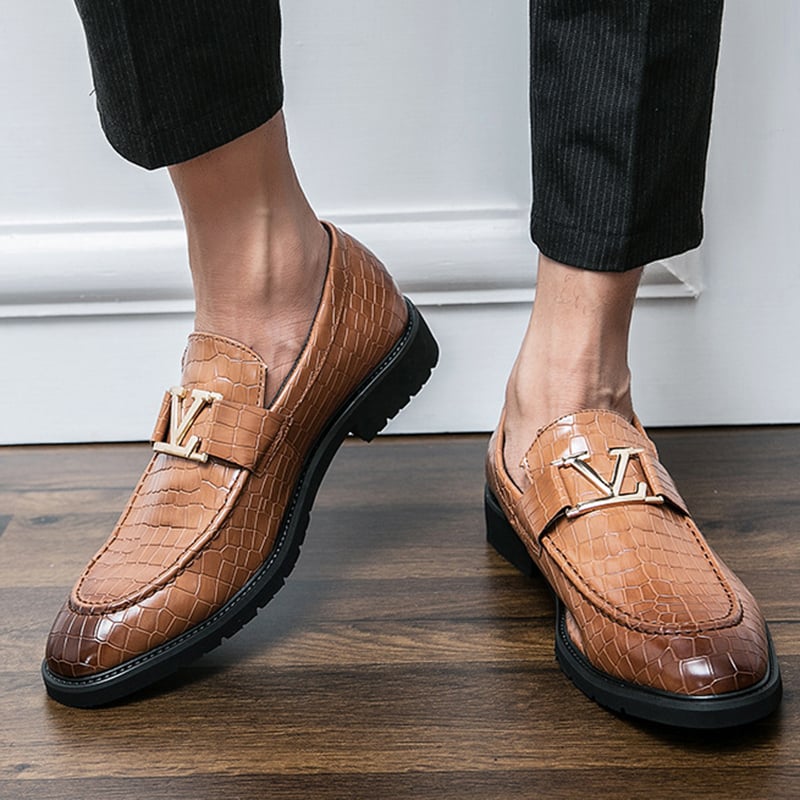 European And American Fashion Pattern Design Business Casual Leather Shoes