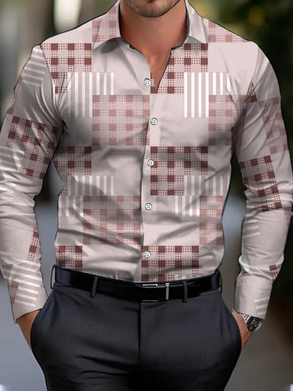 Men's Business Style Geometric Print Shirt