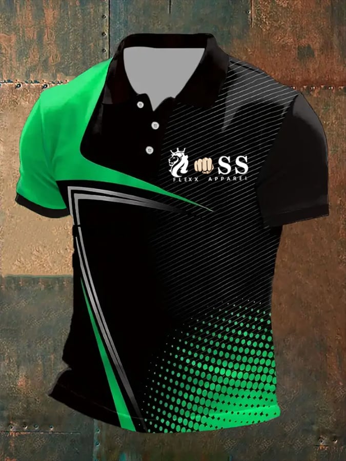 Men's Retro Letter Print Casual Polo Shirt