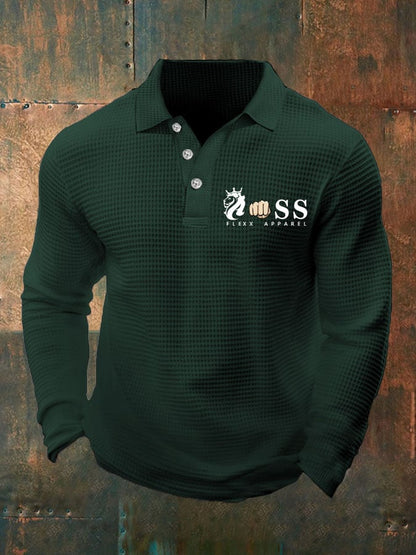 Fashionable Casual Men's Business Style Waffle Polo